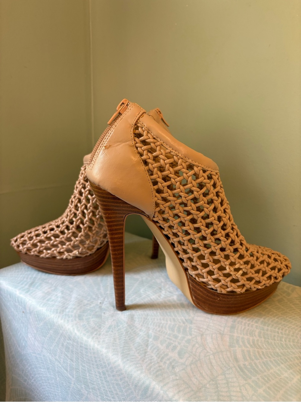 Penny Loves Kenny Woven Nude Platform Booties
